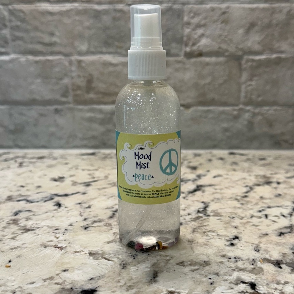 Evie’s Sky NEW 4oz Mood Mist: Peace - Essential Oils, Mica Powder, Gemstones